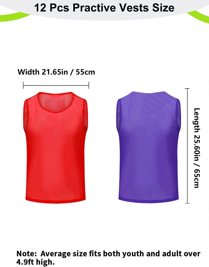 Mofech 12 Pack Pro Training Pinnies for Youth & Adult Mesh High-Vis Scrimmage Vests for Soccer, Basketball, Volleyball Teams - Image 2